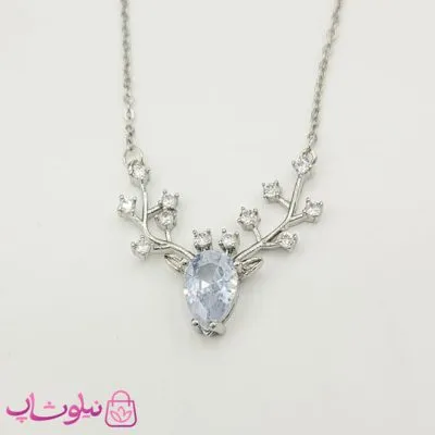 گردنبند زنانه طرح گوزن نقره ای