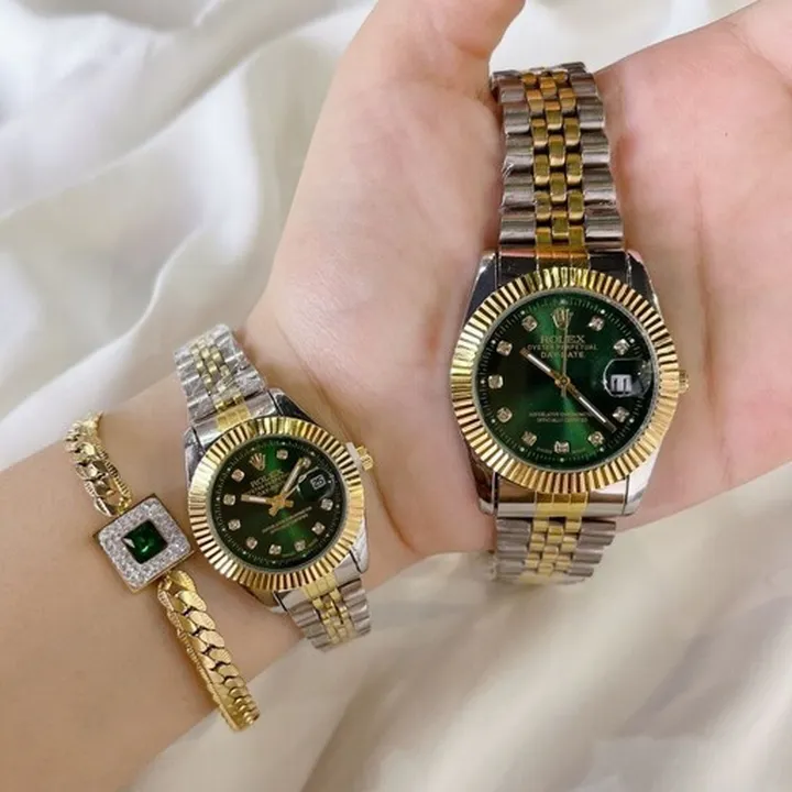 ساعت رولکس datejust  صفحه سبز با جعبه و باتری یدکی 