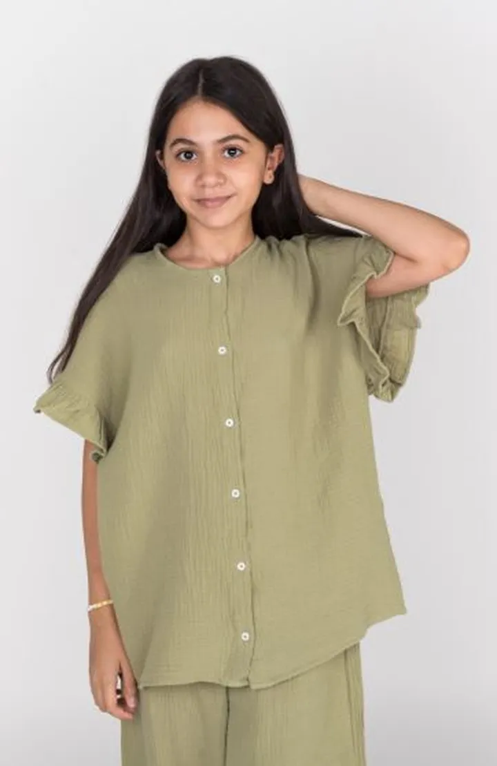 شومیز وال دولایه آستین کوتاه (ست با کد 10676)