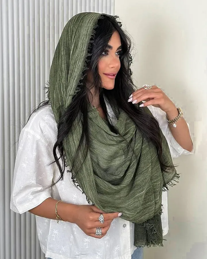 شال کنفی کبریتی زنانه 5584 – زیتونی سیر