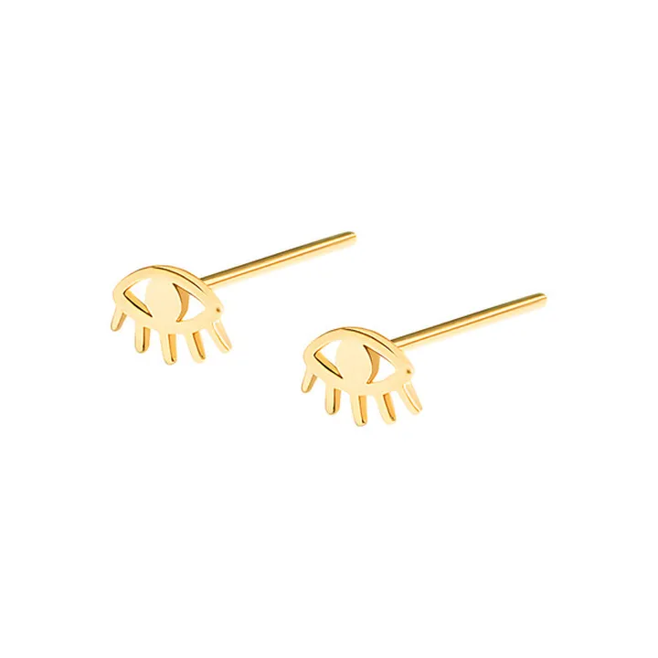 گوشواره میخی طلا 18 عیار زنانه پرسته مدل چشم کد we...