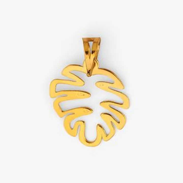 آویز گردنبند طلا 18 عیار زنانه نگین طرح برگ