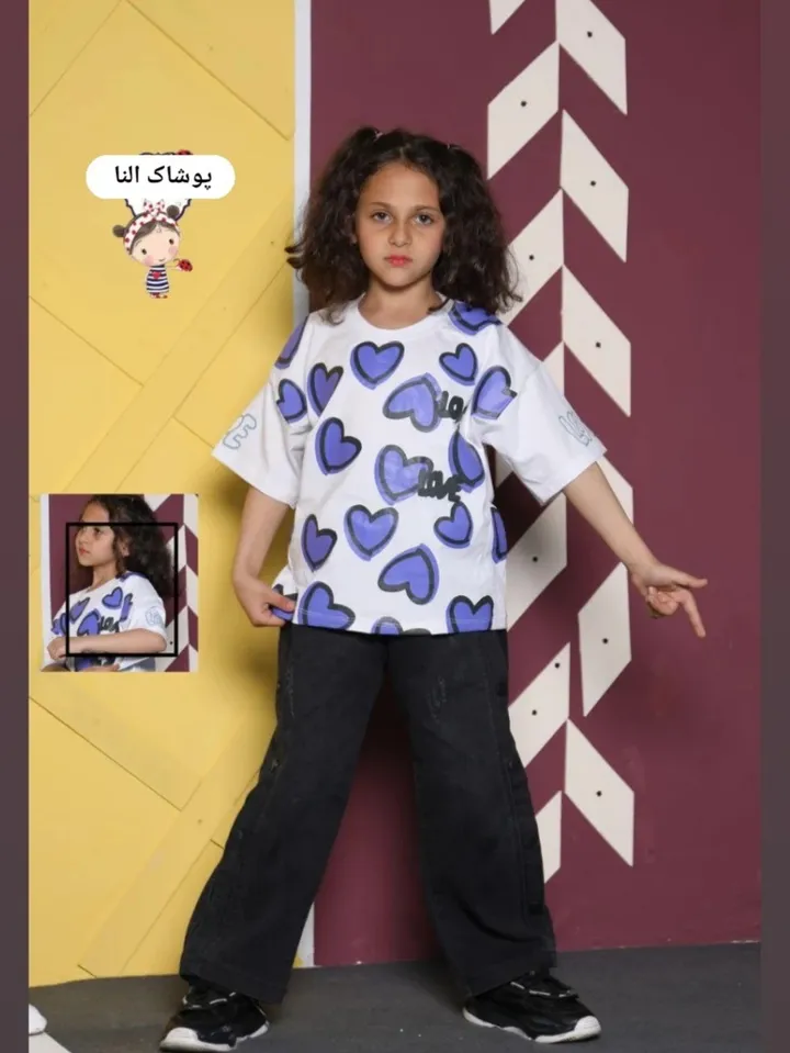 کراپ لش طرح قلب دخترانه مناسب 3 تا 12 سال شناسه :498