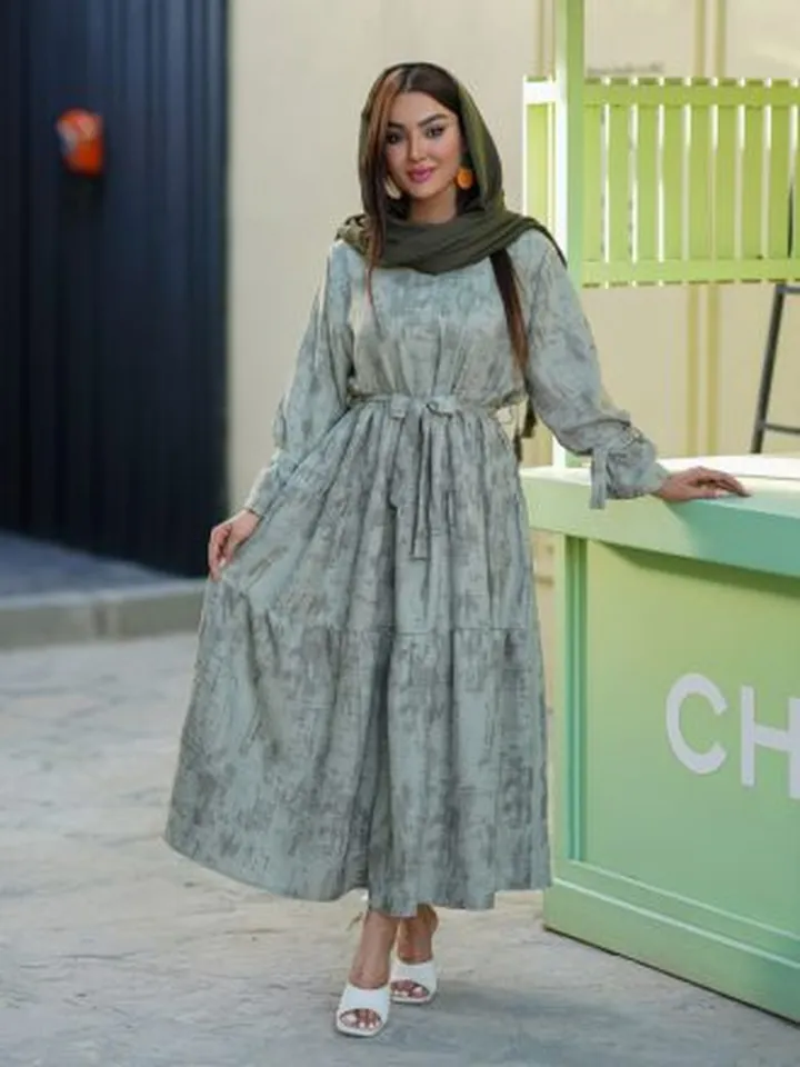کفتان (ساحلی )زنانه یقه گرد پیراهنی جنس گازوئیلی درجه یک فری سایز تا ۴۸