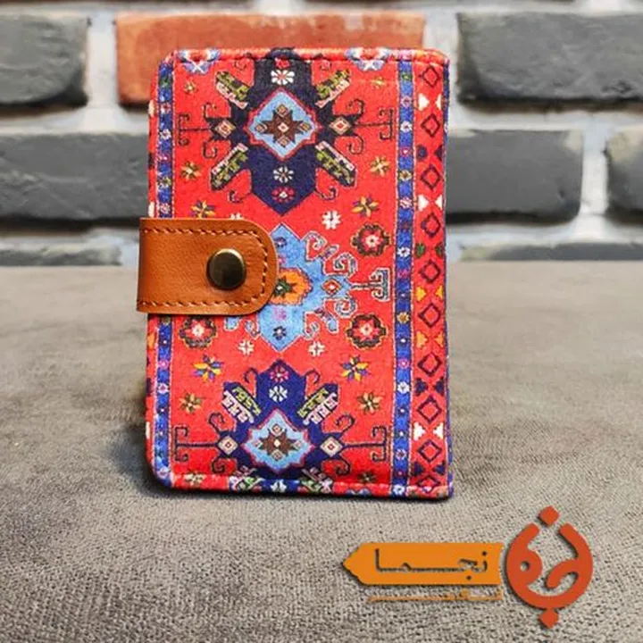 کیف جا کارتی مخمل کوبیده و چرم مصنوعی طرح سنتی کد 02