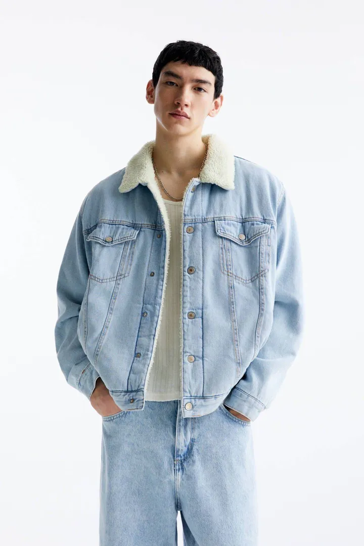 <span class="text-styled__StyledSpan-sc-d280c10c-1 dvOaRP">Pull & Bear< span>ژاکت جین با یقه پشم مصنوعی