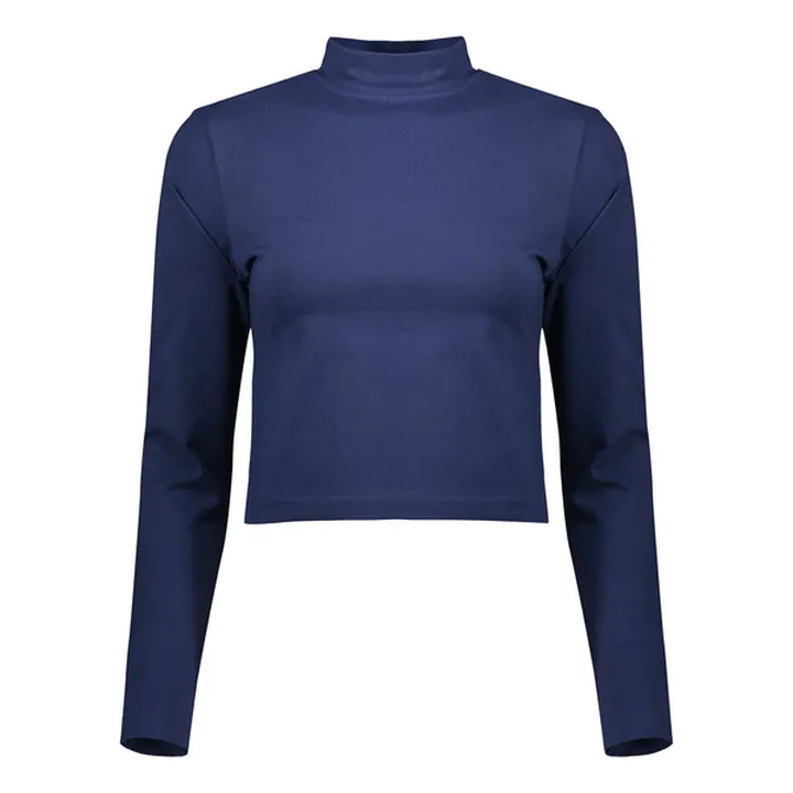 کراپ‌ تی‌شرت آستین بلند زنانه کانتکس مدل 201 رنگ س...