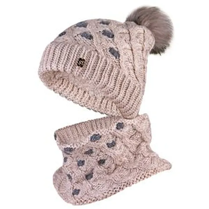 ست کلاه و شال گردن بافتنی داخل خز سام مدل 417