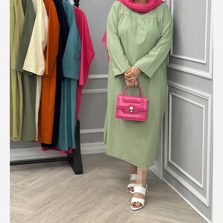 مانتو پیراهنی کفتان جلو چین کنفی
