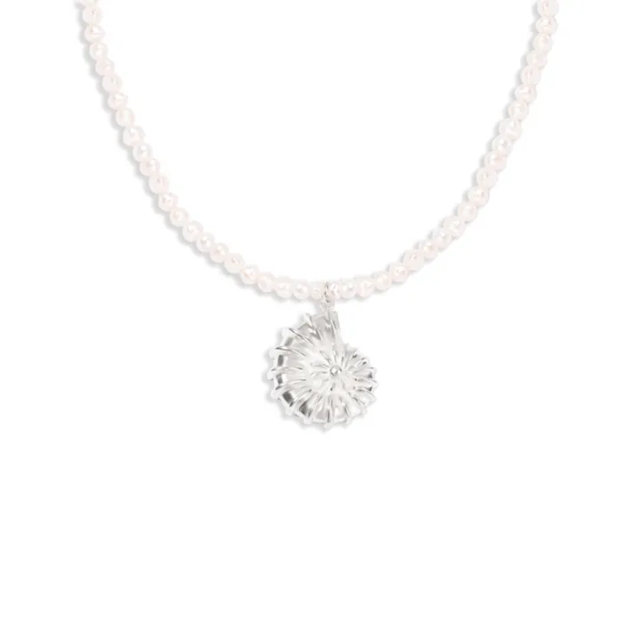 گردنبند نقره صدف گوشفیل و مروارید