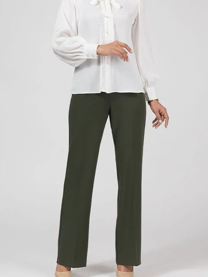 شلوار زنانه پارچه ای کرپ جگوار از بالا گشاد کلاسیک نوشین یشمی