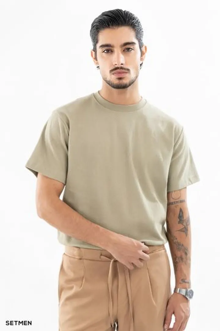 تیشرت مردانه ژاکارد یقه گرد